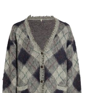 R13 Plaid Mohair Blend Cardigan